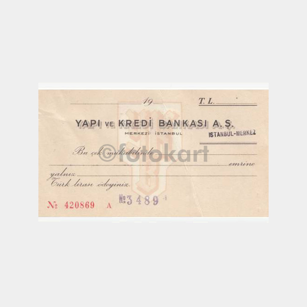 Yapı Kredi Bankası Çek Yaprağı