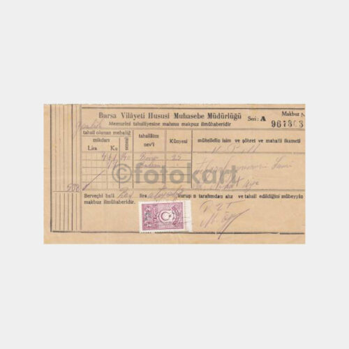 1940 Bursa Vilayet Hususi Muhasebesi Makbuzu