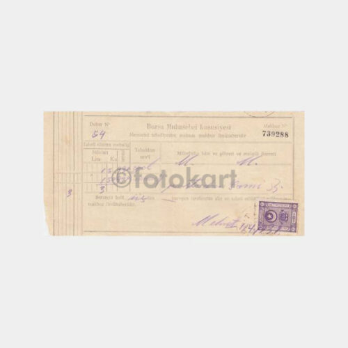 1931 Bursa Muhasebe-i Hususiyesi Makbuzu