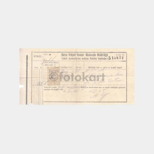 1943 Bursa Hususi Muh Md Vergi Makbuzu