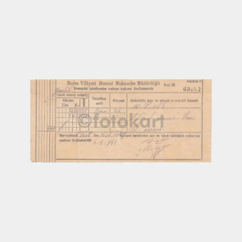 1941 Bursa Hususi Muh Md Vergi Makbuzu