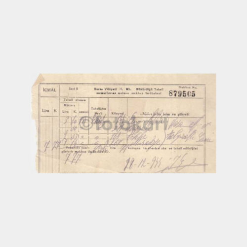 1944 Bursa Hususi Muh Md Vergi Makbuzu