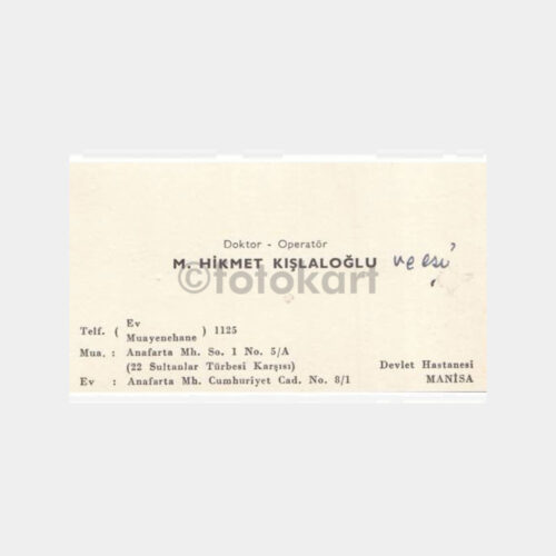 1966 Manisa Doktor Konulu Kartvizit