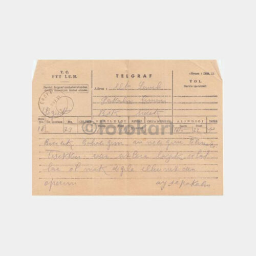 1957 Erdek Posta Damgalı Telgraf Kağıdı