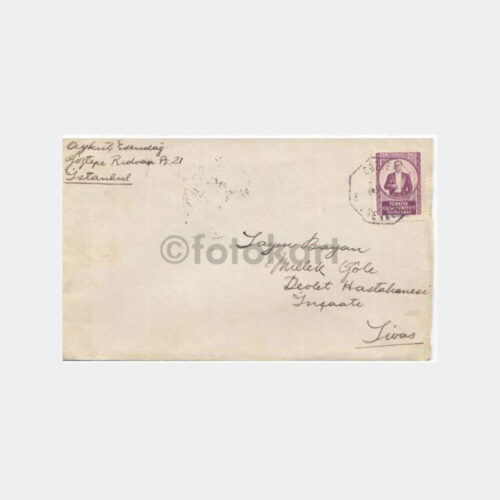 1953 Göztepe Erenköy Sekizgen Damgalı Zarf