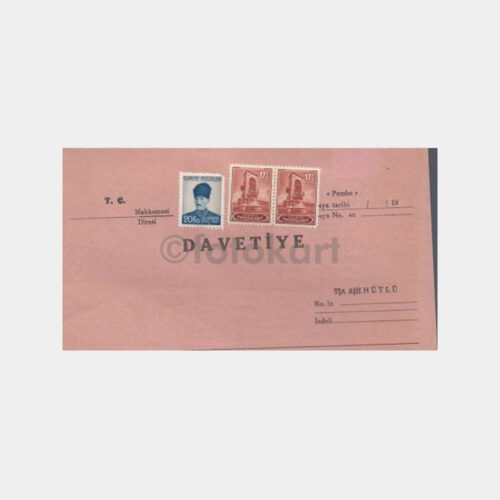 1952 Pullu Boş Yazısız Mahkeme Hukuk Davetiye