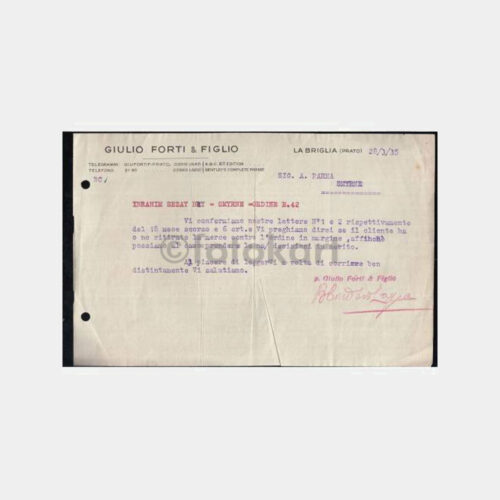 1935 İtalyan Şirket İzmir Parma Ticari Kağıdı