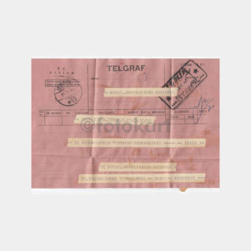 1953 İzmir - İst Telgraf Kağıdı Kırmızı Renk