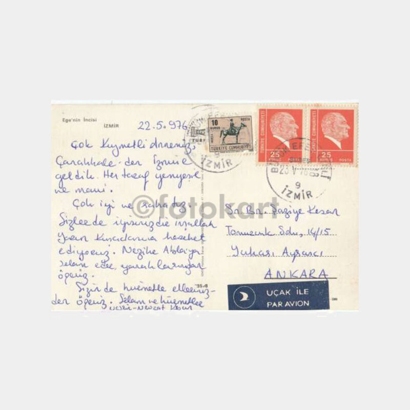 1976 İzmir Efes Otel Posta Damgalı Kartpostal - Görsel 2