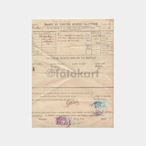 1937 Kadıköy İnşaat Ruhsat Tezkeresi
