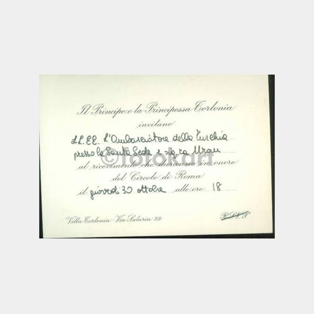 1969 Konsolosluk Davetiyesi - İtalya Roma