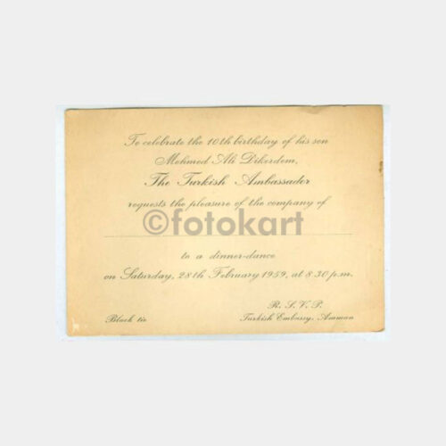 1959 M. Ali Dikerdem - Amman Konsolos Davetiyesi