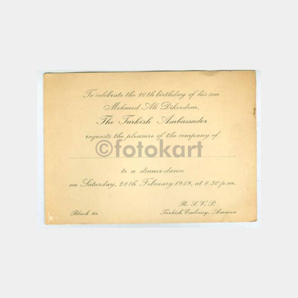 1959 M. Ali Dikerdem - Amman Konsolos Davetiyesi