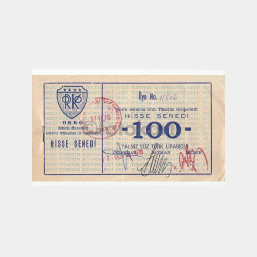 1967 ORKO Kooperatifi Hisse Senedi Makbuzu