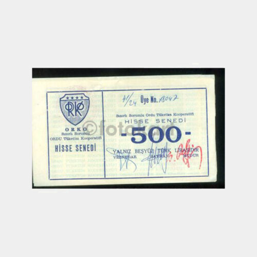 1967 ORKO Kooperatifi Hisse Senedi Makbuzu