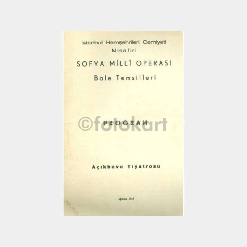 1958 Sofya Milli Operası Bale Temsilleri Program