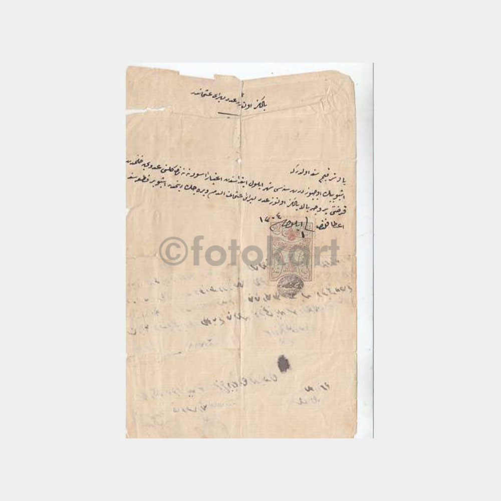 Osmanlıca Yazılı Pullu Damgalı Önemli Belge