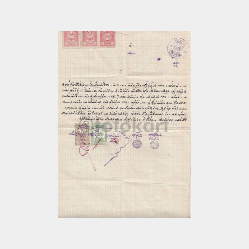 1923 Osmanlıca Fiskal Pullu Sözleşme Belgesi