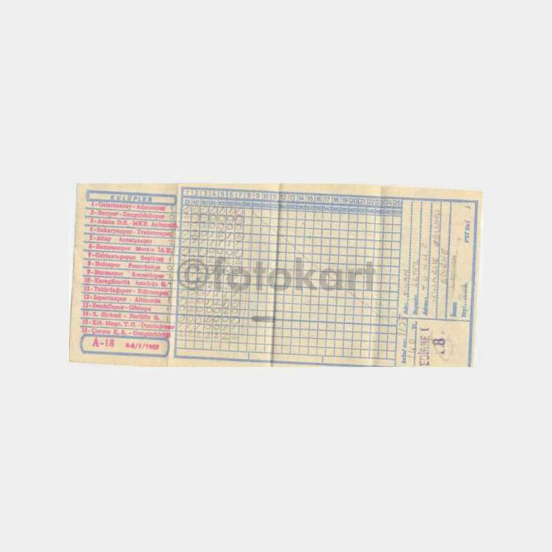 1983 Yılı Oynanmış Spor Toto Kuponu