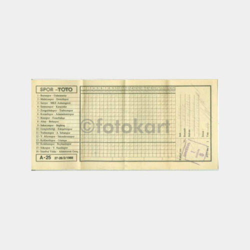 1968 Spor Toto Kuponu - Oynanmış Tam