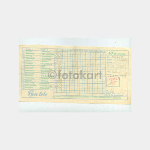 1975 Spor Toto Kuponu - Oynanmış