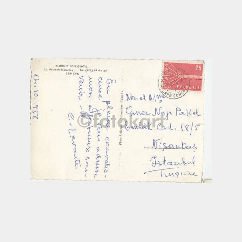 1958 İsviçre Cenevre Tıp Klinik Kartpostal - Görsel 2