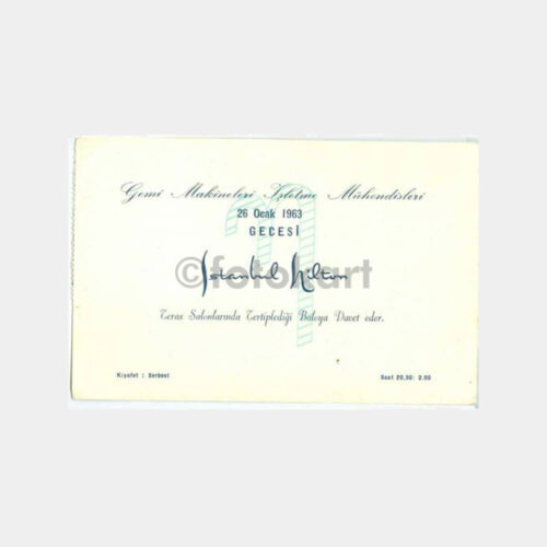 1963 Gemi Makineleri İşletmeleri Mühendis Gece Davetiyesi
