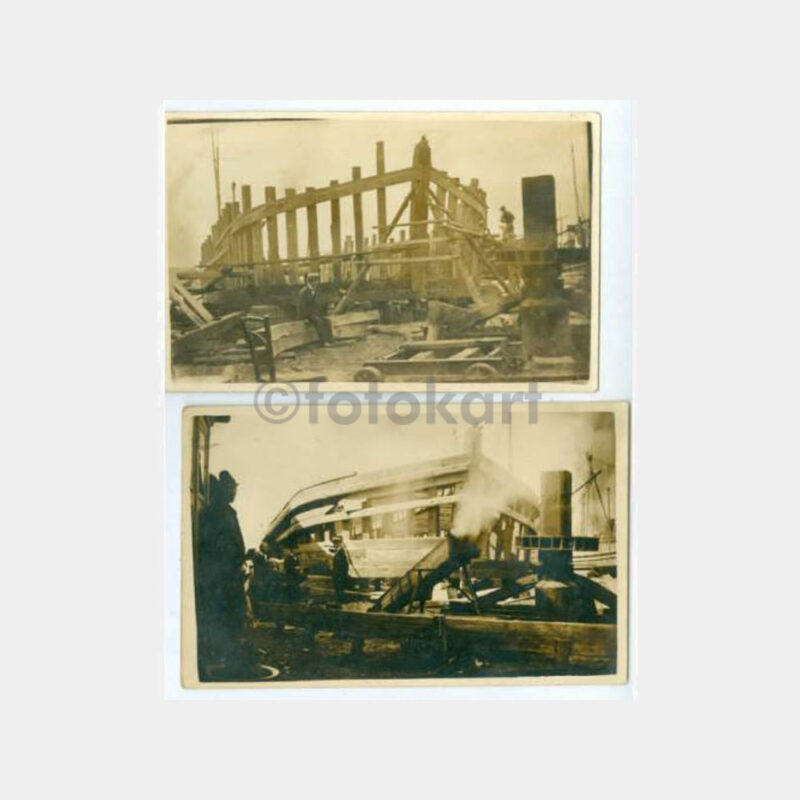 1925 Tersane Ahşap Gemi Yapımı Kızakta 2 Fotoğraf
