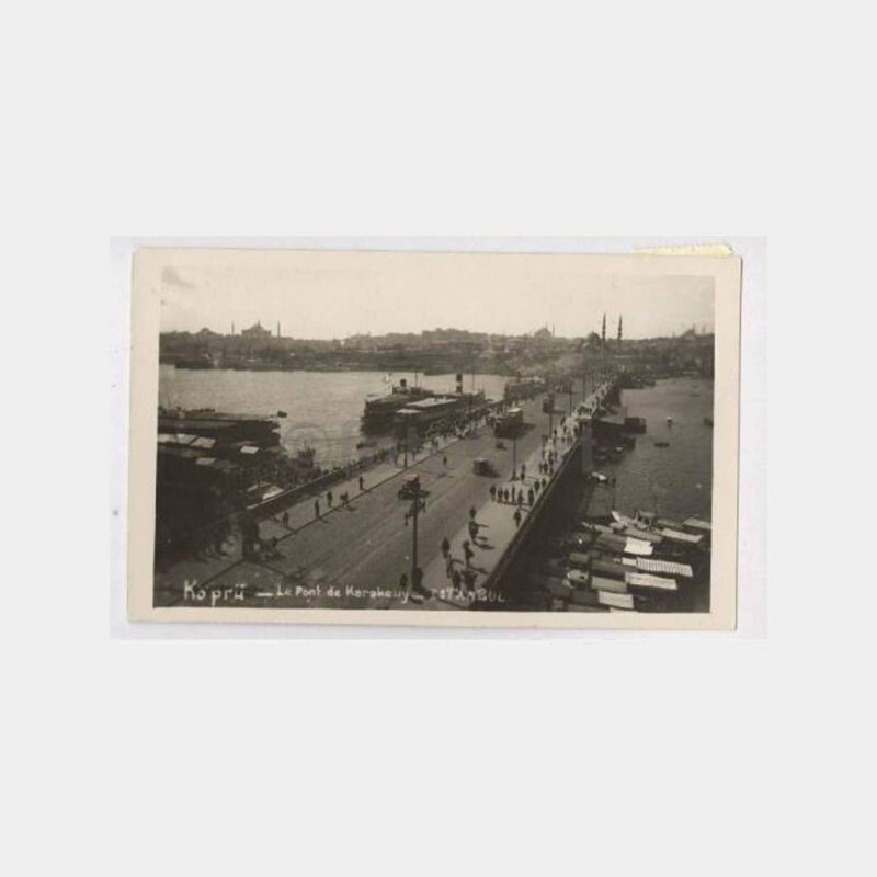 1925 Galata Köprüsü Gemiler Görünüş Kartpostal