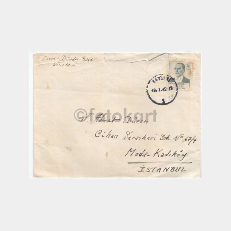 1960 İzmir Posta Damgalı Zarf