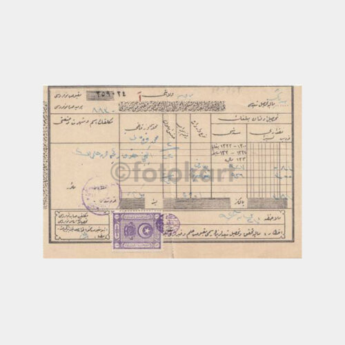 1926 Osmanlıca -Fiskal Pullu Damgalı- Vergi Makbuzu