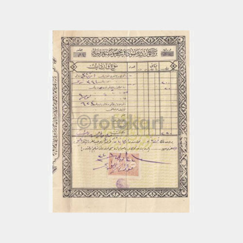 1925 Osmanlıca -Fiskal Pullu Damgalı- Vergi Makbuzu