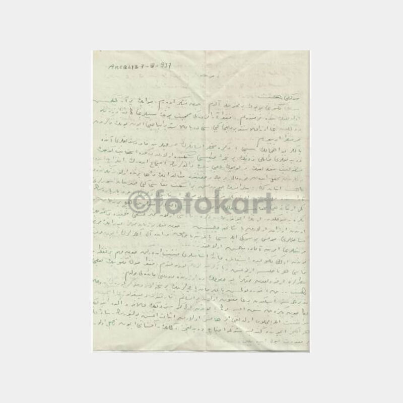 1937 Antalya Osmanlıca Yazılı Mektup
