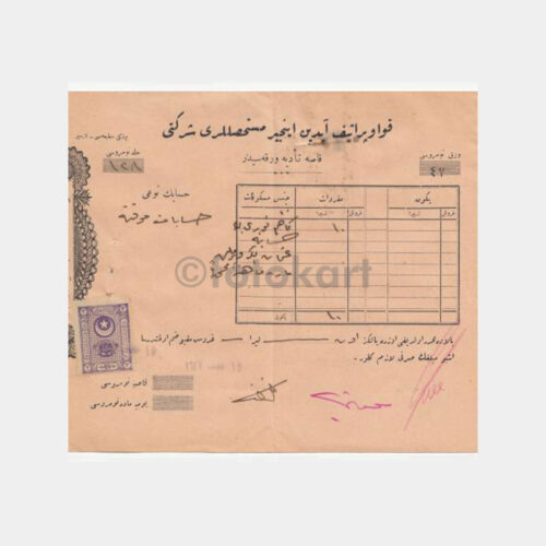 1928 Osmanlıca Pullu Makbuz Belgesi