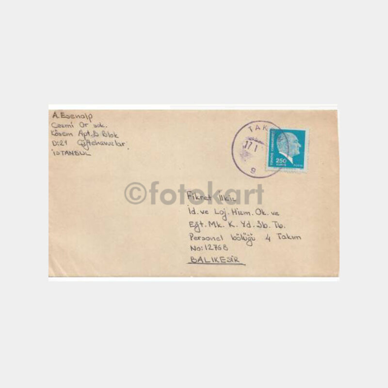 1978 Taksim Posta Damgalı Zarf