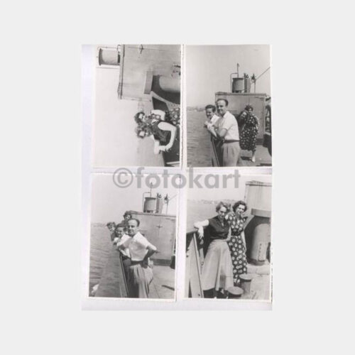 1950 Vapur Güvertesinde Kadın 4 Adet Fotoğraf