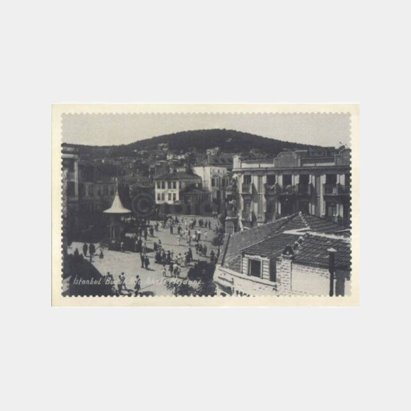 1945 Büyükada Saat Meydanı Reprodüksiyon Baskı Kartpostal