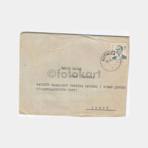 1962 Çatalca Posta Damgalı Zarf