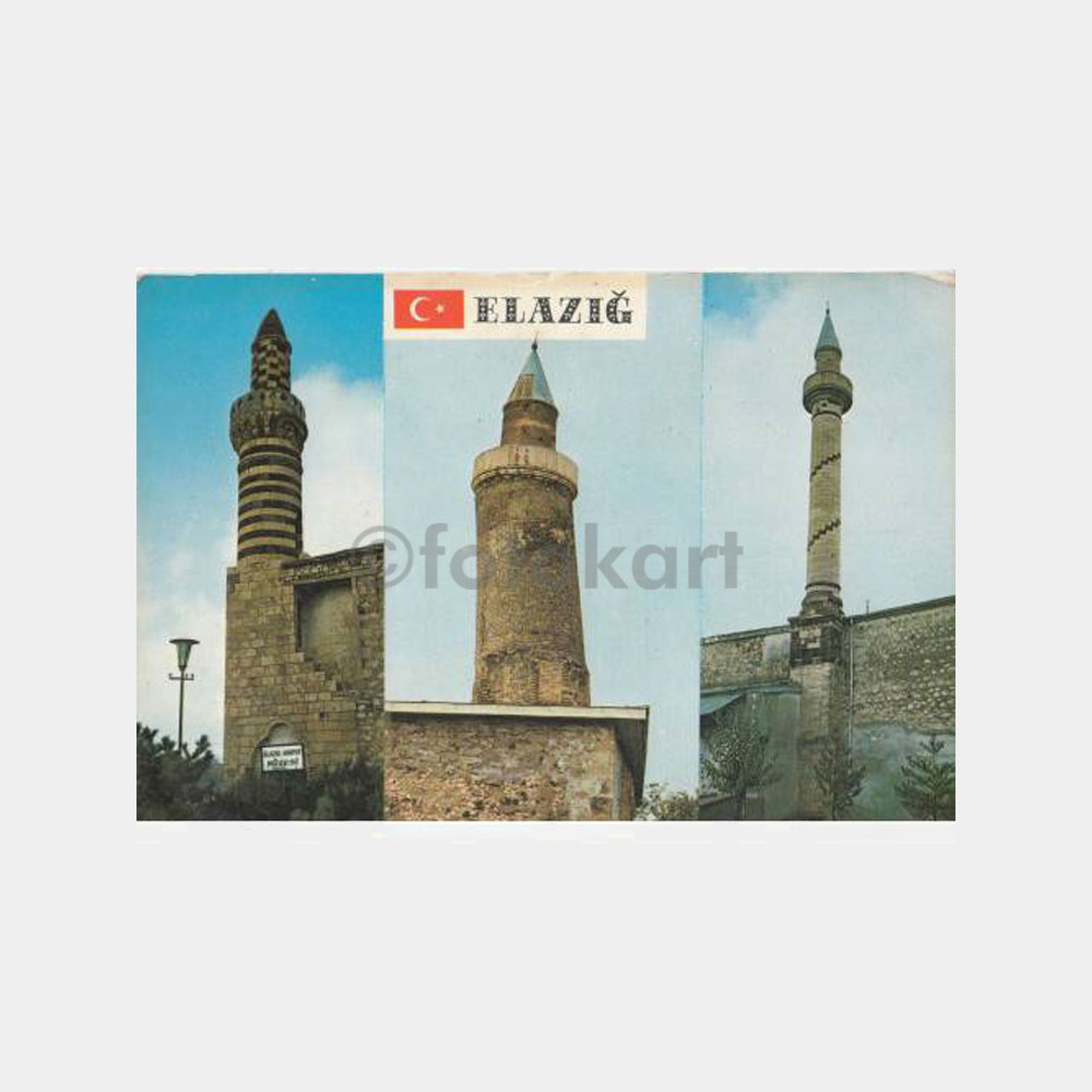 1975 Elazığ Harput Üç Minare Görünüş Kartpostal