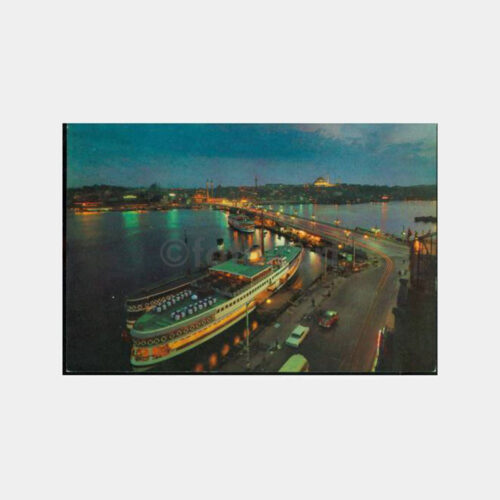 1970 Galata Köprüsü Gece Görünüş Kartpostal