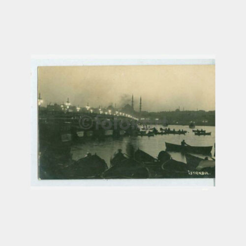 1945 Galata Köprüsü Gece Görünüşü Kartpostal