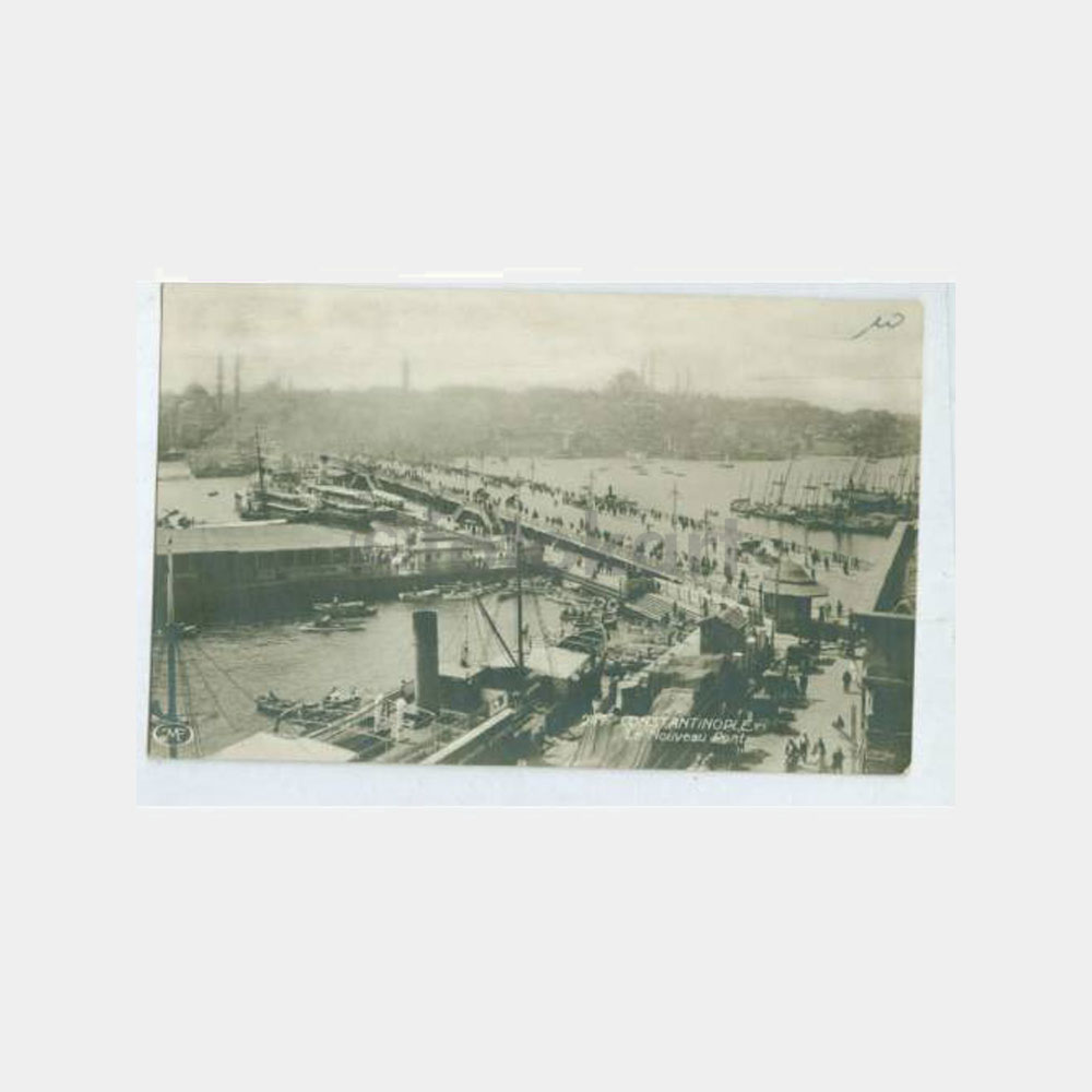1900 Galata Köprüsü Konulu Nadir Kartpostal