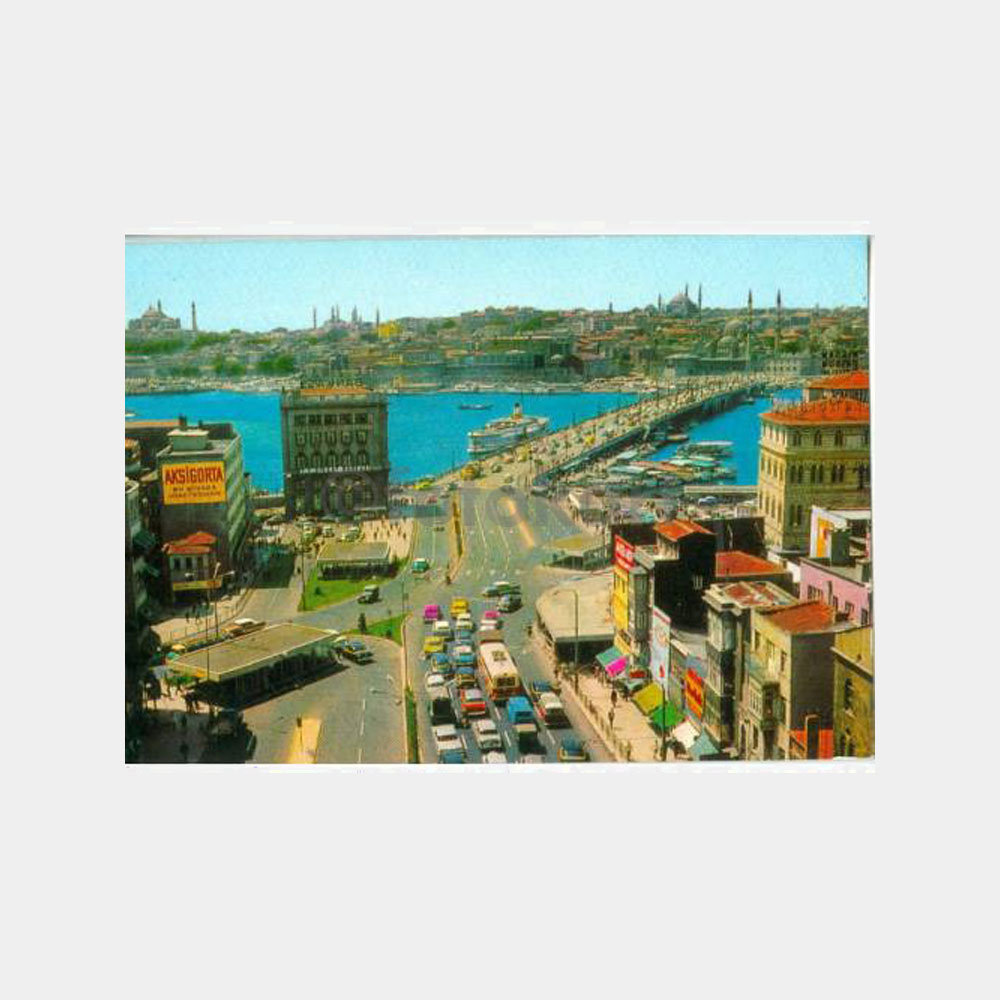 1969 Karaköy Galata Köprüsü Görünüş Kartpostal
