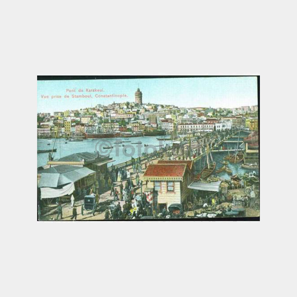 1910 Galata Köprüsü Görünüş Kartpostal