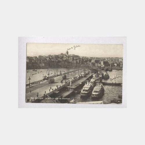 1928 Galata Köprüsü Tramvay Görünüş Kartpostal