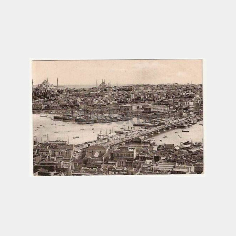 İstanbul Limanı ve Galata Köprüsü Nadir Kartpostal