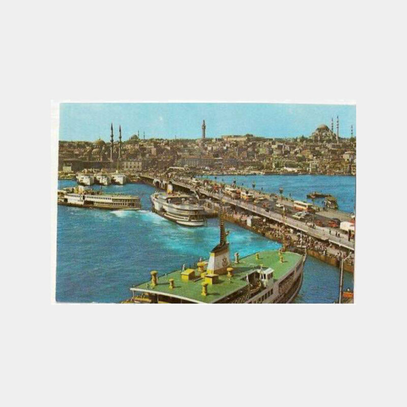 Galata Köprüsü ve Troleybüs Kartpostal