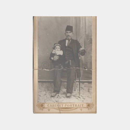 1910 Baba ve Kızı Kabinet Stüdyo Fotoğraf