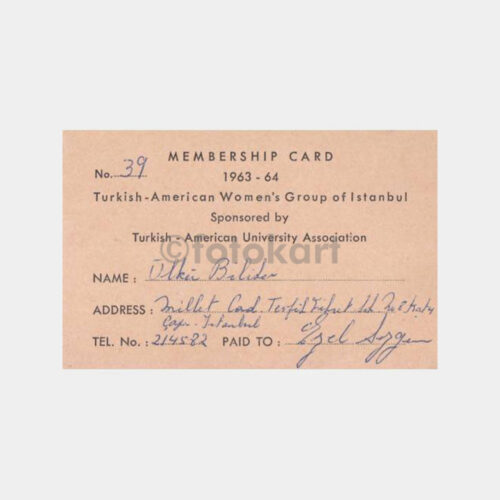 1963 Türk Amerikan Kadınlar Grup Üye Kartı