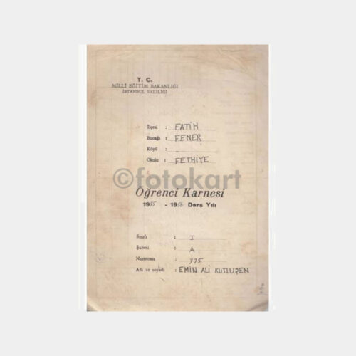 1955 Fatih Fener İlkokul Karnesi